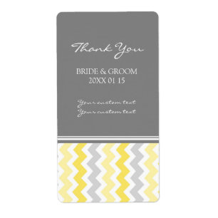 Grey Yellow Chevron Wedding Labels