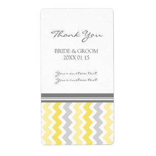 Grey Yellow Chevron Wedding Labels