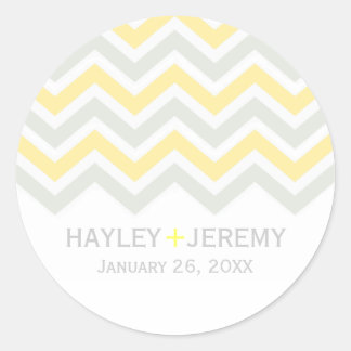 Grey & Yellow Chevron Wedding Sticker