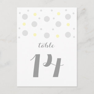 Grey Yellow Confetti Table Number Postcard