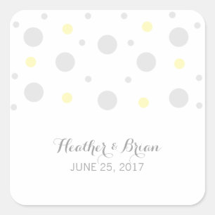 Grey Yellow Confetti Wedding Stickers