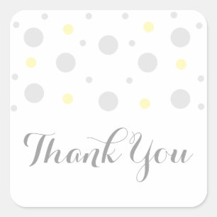 Grey Yellow Confetti Wedding Thank You Stickers