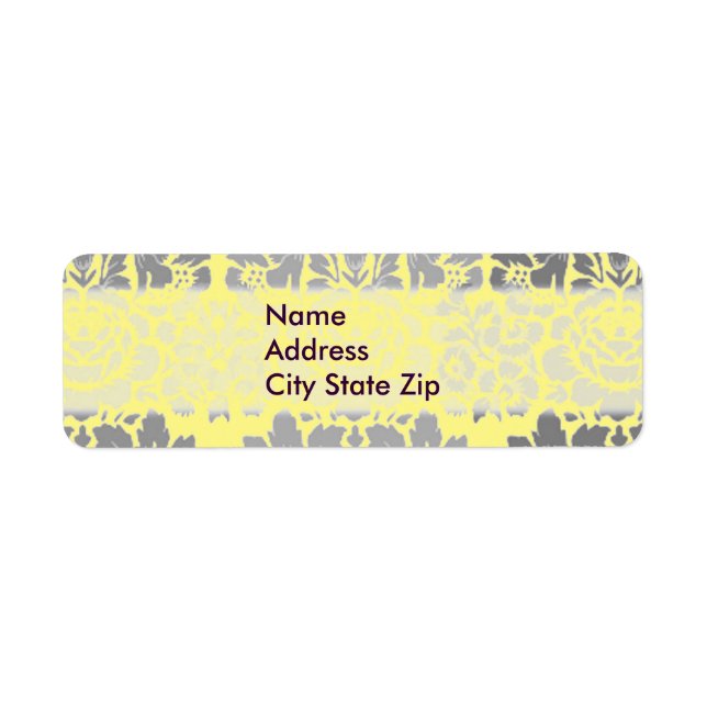 Grey Yellow Damask Return Address Label (Front)