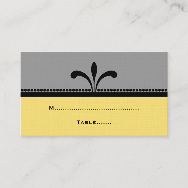 Grey/Yellow Fancy Art Deco Place Cards (Front)