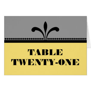 Grey/Yellow Fancy Art Deco Table Number Card