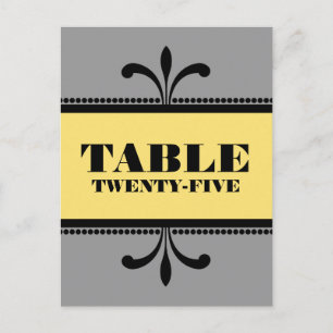 Grey/Yellow Fancy Art Deco Table Number Postcard