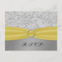Grey Yellow FAUX ribbon diamante buckle Wedding
