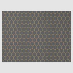 Grey Yellow Honeycomb Hexagon Pattern Trendy Chic Tissue Paper