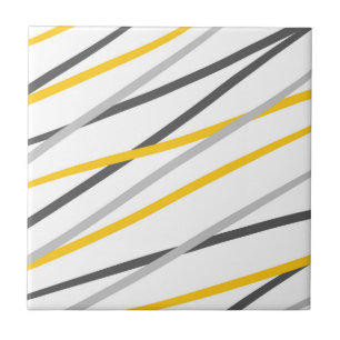 Grey Yellow Linear Abstract Ceramic Tile