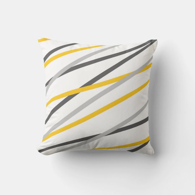 Grey Yellow Linear Abstract Cushion (Front)