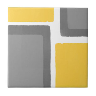 Grey Yellow Minimalist Colour Block Ceramic Tile