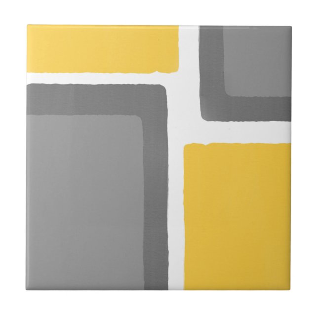 Grey Yellow Minimalist Colour Block Ceramic Tile (Front)