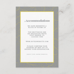 Grey & Yellow Modern Accommodation Wedding Detail Enclosure Card