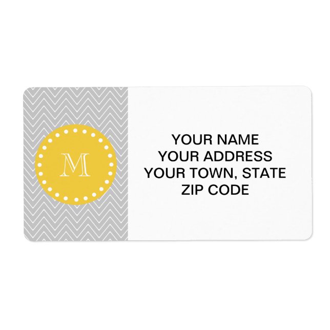 Grey & Yellow Modern Chevron Custom Monogram (Front)