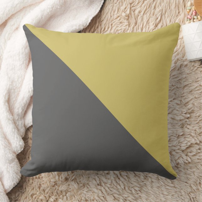 Grey & Yellow Modern Triangle Shape Boho Style Cushion (Blanket)
