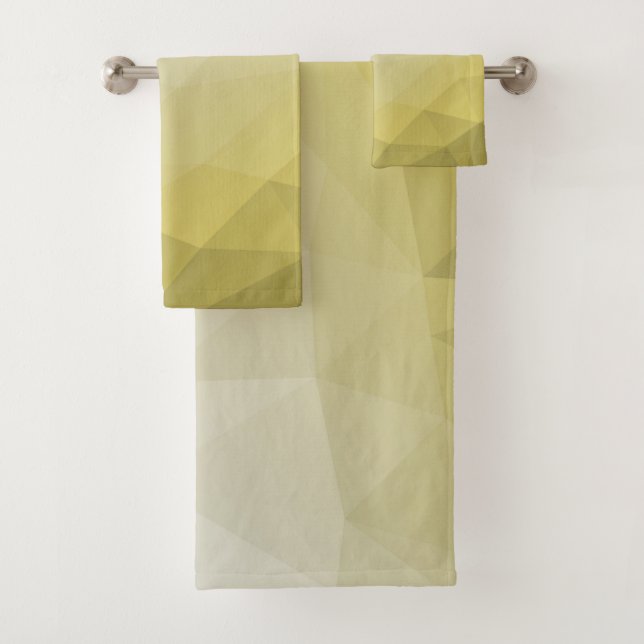 Grey Yellow ombre Mesh cool elegant Pattern Bath Towel Set (Insitu)