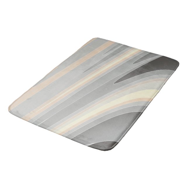 grey yellow pink waves bath mat (Angled)