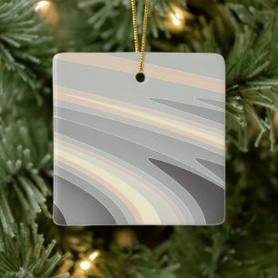 grey yellow pink waves ceramic ornament