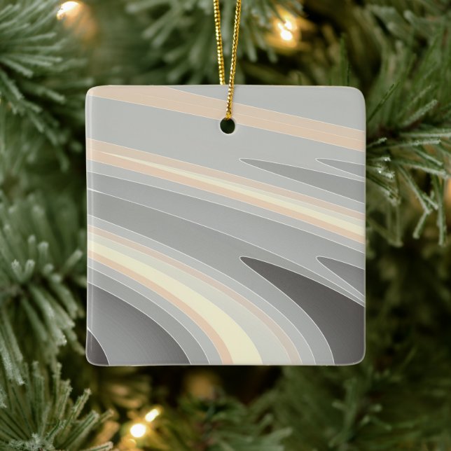 grey yellow pink waves ceramic ornament (Tree)