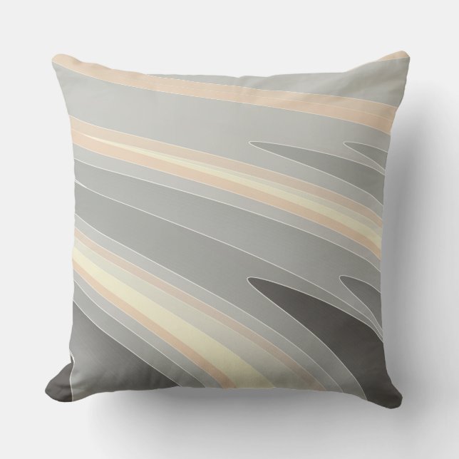 grey yellow pink waves cushion (Front)