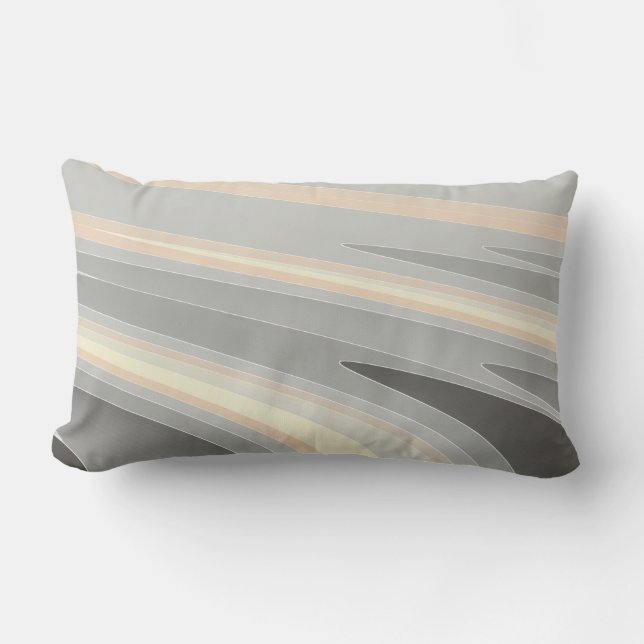 grey yellow pink waves lumbar cushion (Front)