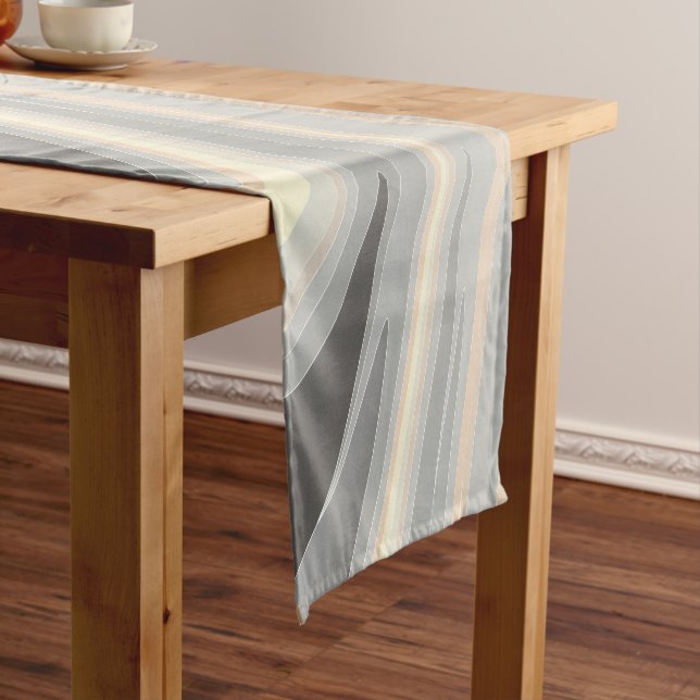 grey yellow pink waves medium table runner (In Situ)