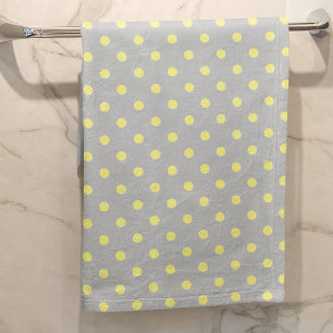 Grey yellow Polka Dot Bath Towel Set