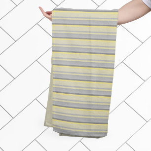grey yellow stripes bath towel set