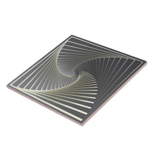 grey yellow twirl ceramic tile (Side)