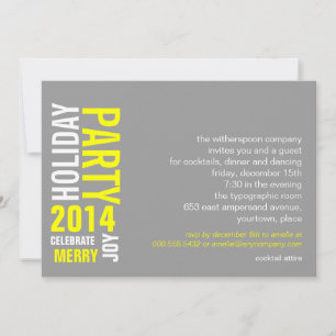 Grey Yellow Typographic Holiday Party Invitation