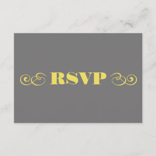 Grey & Yellow Wedding RSVP Card
