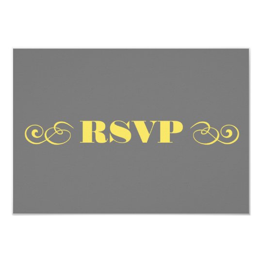 Grey & Yellow Wedding RSVP Card