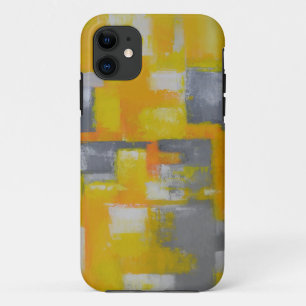 grey yellow white abstract art painting iPhone 11 case