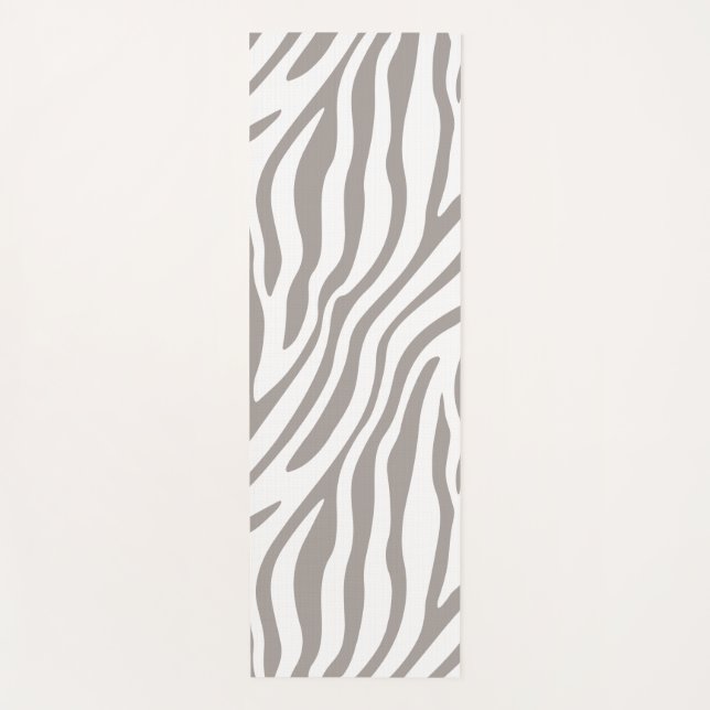 Grey zebra print yoga mat (Front)