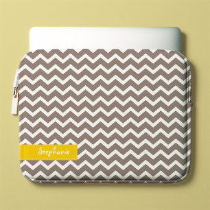 Grey Zig Zag Chevrons Pattern Laptop Sleeve