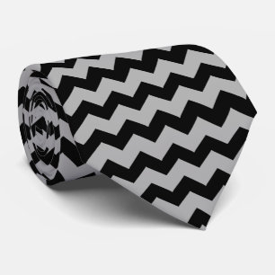 Grey Zig Zag Stripe Any Colour Background Tie