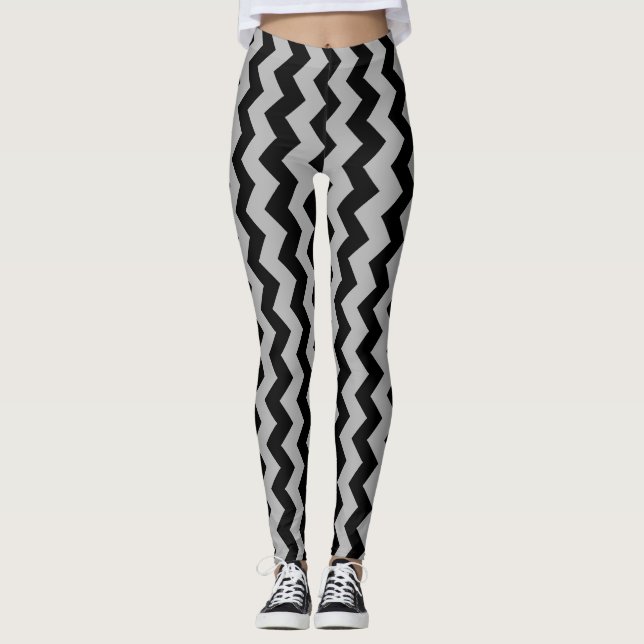 Grey Zigzag Design You Choose Background Colour Leggings (Front)