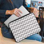 Grey Zigzag, Grey Chevron, Geometric Pattern Laptop Sleeve<br><div class="desc">Elegant,  stylish and sophisticated zigzag (chevron) pattern in grey and white colour. Modern and trendy gift,  perfect for the zigzag lover in your life.</div>