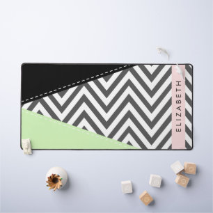 Grey Zigzag, Grey Chevron, Mint, Your Name Desk Mat