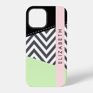 Grey Zigzag, Grey Chevron, Mint, Your Name iPhone 12 Pro Case