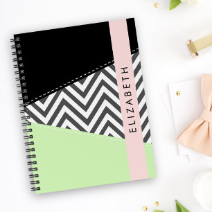 Grey Zigzag, Grey Chevron, Mint, Your Name Planner