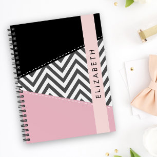 Grey Zigzag, Grey Chevron, Pink, Your Name Planner