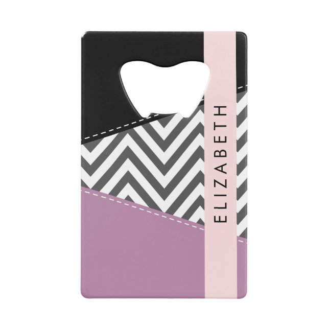 Grey Zigzag, Grey Chevron, Purple, Your Name (Front)