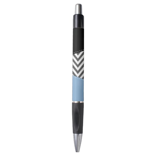 Grey Zigzag, Grey Chevron, Zigzag Pattern, Blue (Front Vertical)