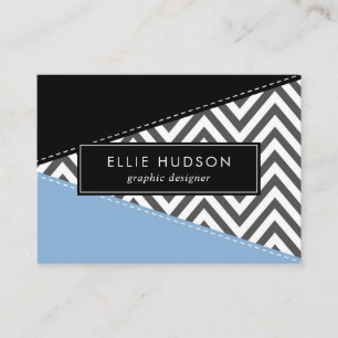 Grey Zigzag, Grey Chevron, Zigzag Pattern, Blue Business Card