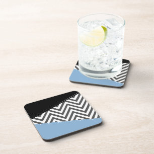 Grey Zigzag, Grey Chevron, Zigzag Pattern, Blue Coaster