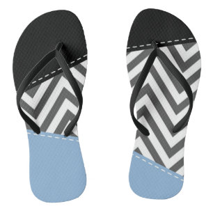 Grey Zigzag, Grey Chevron, Zigzag Pattern, Blue Thongs