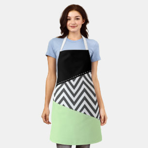 Grey Zigzag, Grey Chevron, Zigzag Pattern, Mint Apron