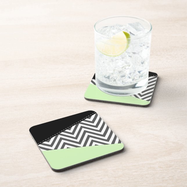 Grey Zigzag, Grey Chevron, Zigzag Pattern, Mint Coaster (Right Side)
