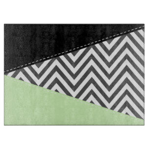 Grey Zigzag, Grey Chevron, Zigzag Pattern, Mint Cutting Board